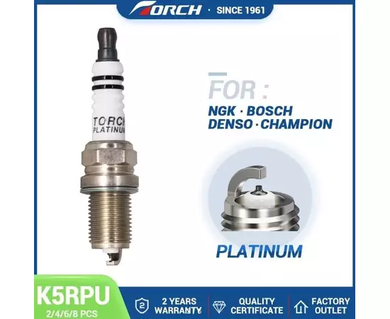 Свеча зажигания платиновая, 1 шт. TORCH PLATINUM+U K5RPU для УАЗ ХАНТЕР, ПАТРИОТ, ПИКАП / CHEVROLET CAPTIVA, LACETTI / MERCEDES E-класс (02-06) / MITSUBISHI L200, OUTLANDER (06-10)