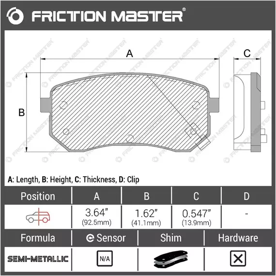 Тормозные колодки FRICTION MASTER MKD1714 для автомобиля Хендай i10/II; Киа Пиканто II