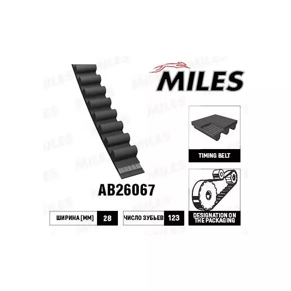Miles Ремень ГРМ для HYUNDAI TUCSON SANTA FE 2.0 DIESEL (123x23) - MILES арт. AB26067