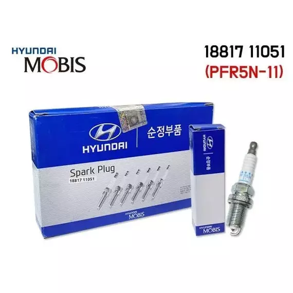Свеча зажигания платина, 1 шт. HYUNDAI/KIA 18817-11051 (NGK PFR5N-11 / 5838) для HYUNDAI XG (98-05), Santa Fe (00-05), Trajet, Sonata, Terracan (01-06), Tuscon / KIA Magentis, Opirus, Sorento, Sportage (06-) двиг G6BA, G6CT, G6CU, G6AV, G6BV