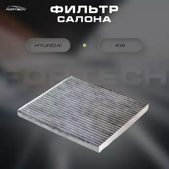 Фильтр салона Hyundai Santa Fe (DM) 12-19, Sonata (YF) 09-14; Kia Optima (TF) 12-16 угольный Fortech